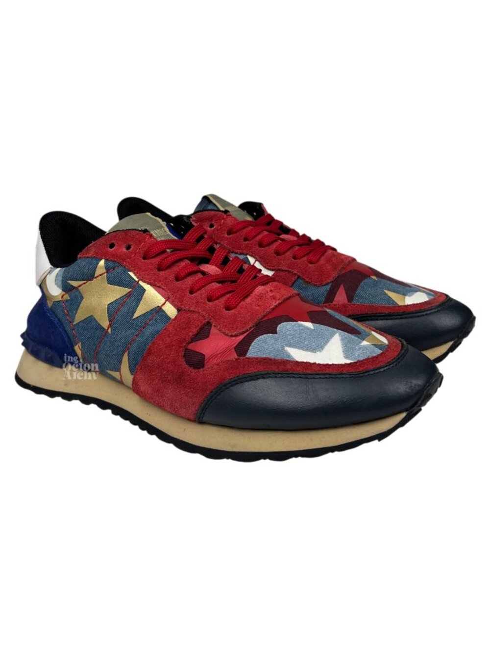 Size 42 Valentino Rockrunner 'Camo Star Studded - Red' LY2S0723DNL343 Pre-Owned